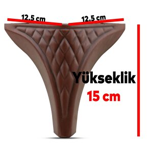 Petek Lüks Mobilya Kanepe Sehpa Puf Koltuk Ayağı 15 Cm Kahverengi Ahşap Desenli Baza Ayakları
