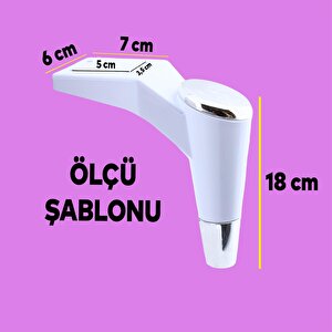 Maya Lüks Mobilya Kanepe Sehpa Tv Ünitesi Koltuk Ayağı 18 Cm Beyaz Krom Baza Ayak