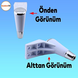Maya Lüks Mobilya Kanepe Sehpa Tv Ünitesi Koltuk Ayağı 18 Cm Beyaz Krom Baza Ayak