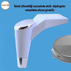 Maya Lüks Mobilya Kanepe Sehpa Tv Ünitesi Koltuk Ayağı 18 Cm Beyaz Krom Baza Ayak