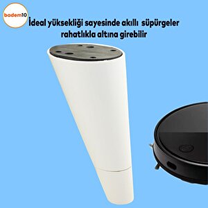 Konik Lüks Mobilya Kanepe Sehpa Tv Ünitesi Koltuk Ayağı 12 Cm Beyaz Ayak