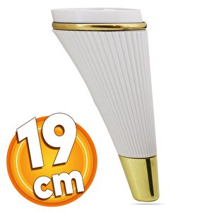 İron Lüks Mobilya Kanepe Sehpa Tv Ünitesi Koltuk Ayağı 19 Cm Beyaz Gold Baza Ayak