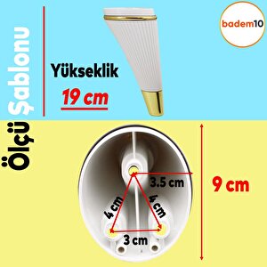 İron Lüks Mobilya Kanepe Sehpa Tv Ünitesi Koltuk Ayağı 19 Cm Beyaz Gold Baza Ayak