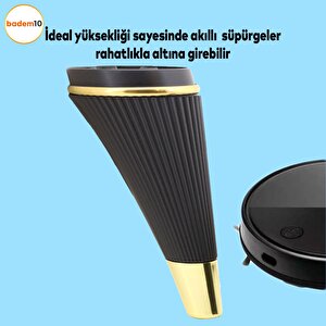 İron Lüks Mobilya Kanepe Sehpa Tv Ünitesi Koltuk Ayağı 19 Cm Siyah Gold Baza Ayak