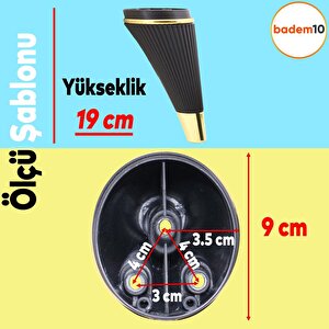 İron Lüks Mobilya Kanepe Sehpa Tv Ünitesi Koltuk Ayağı 19 Cm Siyah Gold Baza Ayak