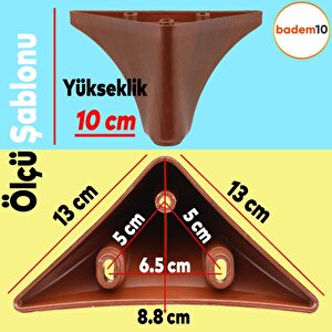 Yonca Lüks Mobilya Kanepe Sehpa Tv Ünitesi Koltuk Ayağı 10 Cm Kahverengi Ahşap Desenli Baza Ayakları