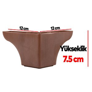 Rose Lüks Mobilya Kanepe Sehpa Puf Koltuk Ayağı 7.5 Cm Kahverengi Ahşap Desenli Baza Ayak