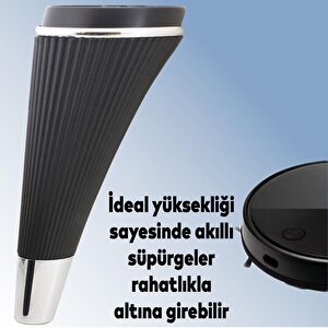 Iron Lüks Mobilya Kanepe Tv Ünitesi Konsol Koltuk Ayağı 19 Cm Siyah Krom Ayakları