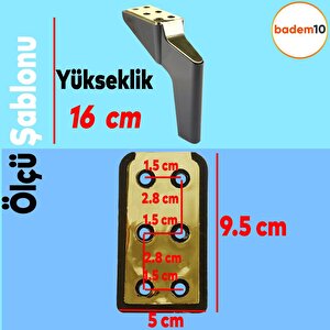 Logan Lüks Mobilya Kanepe Sehpa Tv Ünitesi Koltuk Ayağı 16 Cm Siyah Gold Baza Ayak