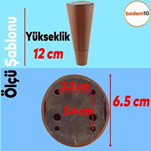 Konik Lüks Mobilya Kanepe Sehpa Tv Ünitesi Koltuk Ayağı 12 Cm Kahverengi Oval Baza Ayak