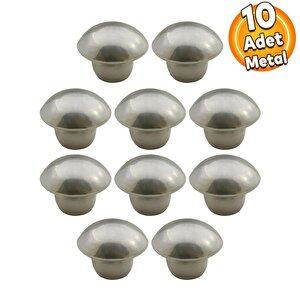 Mantar Düğme Kulp Çekmece Dolap Kapak Kulpu Kulbu Krom Tek Vidalı Metal Kulpları (10 Adet)