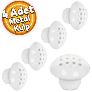 Noktalı Mantar Düğme Kulpları Çekmece Dolap Dolabı Kapak Kulpu Kulbu Beyaz (4 Adet) Mobilya Mutfak