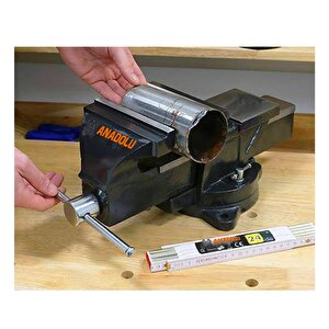 Büyük Boy 80mm 3'' 360'' Dönerli Taban Dövme Çelik Sabit Tezgah Masa Mengenesi