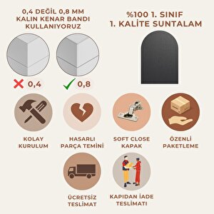 Roomart Lavabolu Ahşap Siyah Suntalam 100 Cm Banyo Dolabı + Aynalı Banyo Üst Dolap + Banyo Boy Dolap