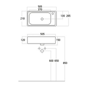 Roomart Ayaksız Tek Kapaklı Lavabolu 50 Cm Banyo Dolabı + Aynalı Üst Dolabı + Boy Dolabı