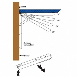 Mandallı Katlanır Masa Ayağı Dereceli 1 Çift Beyaz 40cm Dereceli