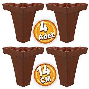 Venüs Mobilya Kanepe Sehpa Tv Ünitesi Koltuk Ayağı 14 Cm Kahverengi Ahşap Desenli Baza Ayak (4 Adet)