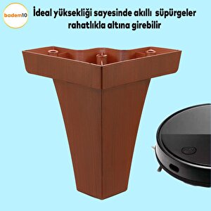 Venüs Mobilya Kanepe Sehpa Tv Ünitesi Koltuk Ayağı 14 Cm Kahverengi Ahşap Desenli Baza Ayak (4 Adet)