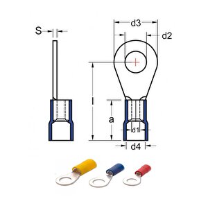 Plasti̇m Pyk-602 M6 Yuvarlak Ti̇p İzoleli̇ Kablo Ucu (1,50-2,50 Mm) (200 Adet )