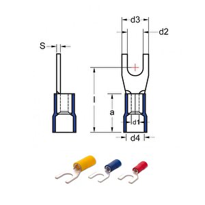 Plasti̇m 4,00-6,00 Mm M5 Çatal Tip İzoleli Sarı Kablo Ucu ( 100 Adet )