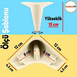 Aspen Lüks Mobilya Kanepe Sehpa Tv Ünitesi Koltuk Ayağı 15 Cm Krem Baza Ayak (4 Adet)