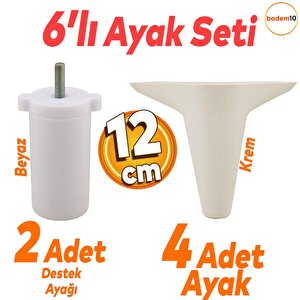 Aspen 6'lı Set Mobilya Tv Ünitesi Çekyat Koltuk Kanepe Destek Ayağı 12 Cm Krem Baza Ayak