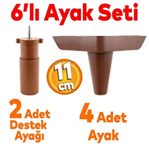 Aspen 6'lı Set Mobilya Tv Ünitesi Çekyat Koltuk Kanepe Destek Ayağı 11 Cm Kahverengi Baza Ayak
