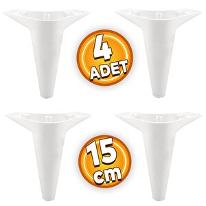 Aspen Mobilya Kanepe Sehpa Tv Ünitesi Baza Koltuk Ayağı Beyaz 15 Cm Ayak (4 Adet)