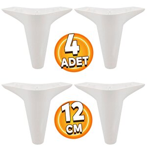 Aspen Mobilya Kanepe Sehpa Puf Koltuk Ayağı 12 Cm Beyaz Baza Ayak (4 Adet)