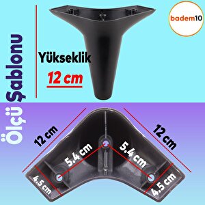 Aspen Lüks Mobilya Kanepe Koltuk Tv Ünitesi Baza Ayağı Ayakları 12 Cm Siyah Ayak (4 Adet)