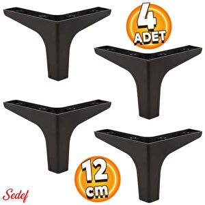 Sedef Lüks Mobilya Kanepe Sehpa Tv Ünitesi Koltuk Ayağı 12 Cm Siyah Baza Ayak (4 Adet)