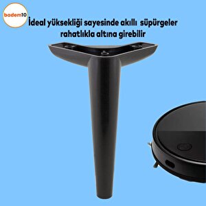 Piko Mobilya Ayağı 12'li Set Robot Süpürge Için Koltuk Kanepe Destek 19 Cm Siyah Ayakları