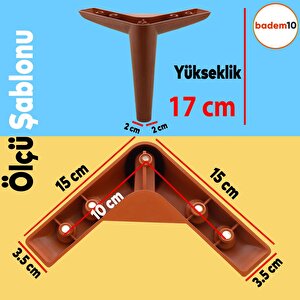 Piko Mobilya Ayağı 12'li Set Robot Süpürge İçin Koltuk Kanepe Sehpa Destek 17 Cm Kahverengi Ayak