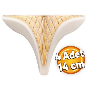 Petek Lüks Mobilya Kanepe Sehpa Tv Ünitesi Koltuk Puf Ayağı 14 Cm Krem Altın Baza Ayak 4 Adet