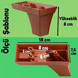Venüs Lüks Mobilya Kanepe Sehpa Tv Ünitesi Koltuk Ayağı 8 Cm Kahverengi Baza Ayakları (2 Adet)