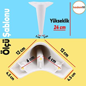 Aspen Lüks Mobilya Kanepe Sehpa Tv Ünitesi Koltuk Ayağı 24 Cm Beyaz Baza Ayak (4 Adet)