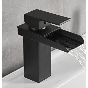 Si̇yah Kare Lavabo Bataryasi Yeni̇ Şelale Model Yüksek Kali̇te Lüks Lavabo Musluğu Çi̇ft Gi̇ri̇şli̇ Armatür