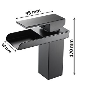 Si̇yah Kare Lavabo Bataryasi Yeni̇ Şelale Model Yüksek Kali̇te Lüks Lavabo Musluğu Çi̇ft Gi̇ri̇şli̇ Armatür
