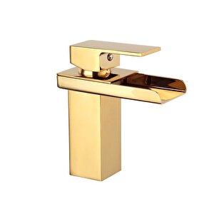 Gold Kare Lavabo Bataryasi Yeni̇ Şelale Model Yüksek Kali̇te Altin Lavabo Musluğu Çi̇ft Gi̇ri̇şli̇ Armatür