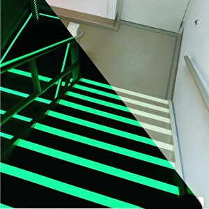 Yeşil Fosforlu Merdiven Kaydırmaz Bant 5cmx15m Yeşil Reflektifli Zemin Kaymaz Bant 50mm 15 metre