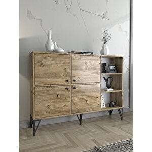 Wood'n Love Zeta 140 Cm Metal Ayaklı Konsol - Atlantik Çam / Siyah