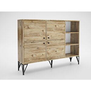 Wood'n Love Zeta 140 Cm Metal Ayaklı Konsol - Atlantik Çam / Siyah