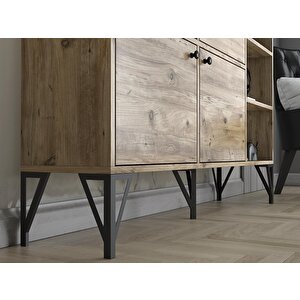 Wood'n Love Zeta 140 Cm Metal Ayaklı Konsol - Atlantik Çam / Siyah