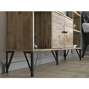 Wood'n Love Rüzgar 140 Cm Metal Ayaklı Konsol - Atlantik Çam / Siyah