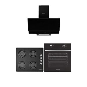 Black Pearl Siyah Cam 3'lü Ankastre Set (elb-604+elb-17+elb-640s)