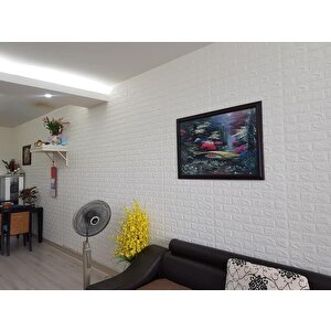 3d Beyaz Tuğla Panel 77x70 Cm Kendinden Yapışkanlı Yastık Panel Duvar Paneli