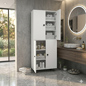 Poli Çok Amaçlı Mutfak Banyo Ayakkabılık Dolabı 180 cm 5 Bölmeli