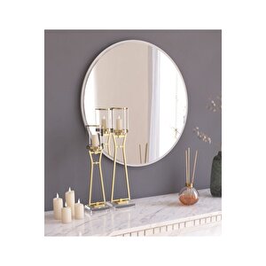 58 Cm Yuvarlak Beyaz  Antre Hol Koridor Duvar Salon Mutfak Banyo Ofis Makyaj Aynası