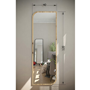 120 Cm Safir Meşe Çapraz Oval Duvar Salon Antre Hol Koridor Mutfak Banyo Ofis Aynası