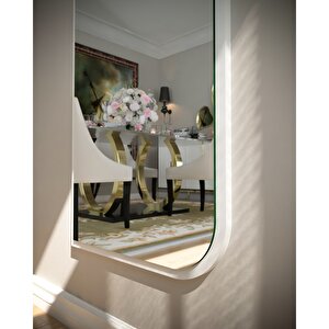 150 Cm Beyaz Çapraz Oval Duvar Salon Antre Hol Koridor Mutfak Banyo Ofis Aynası